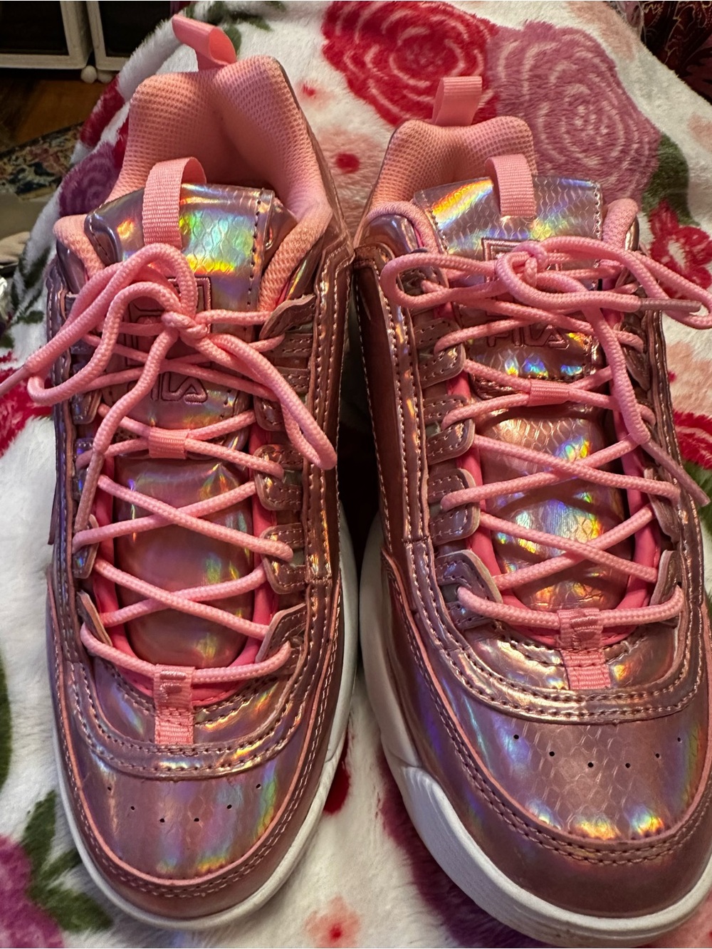 Fila Pink Iridescent Girls' Athletic Sneakers